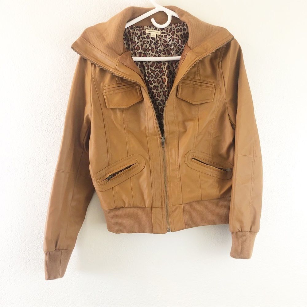 Zenana Outfitters Mustard faux leather Jacket zip up size L